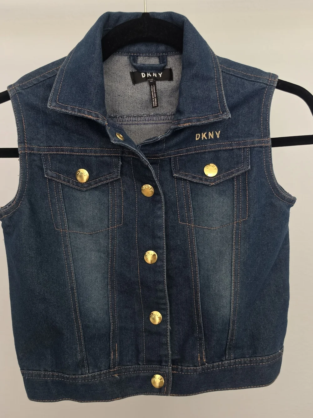 DKNY Girls Dark Denim Vest Size 10
